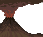火山と噴煙のドット絵